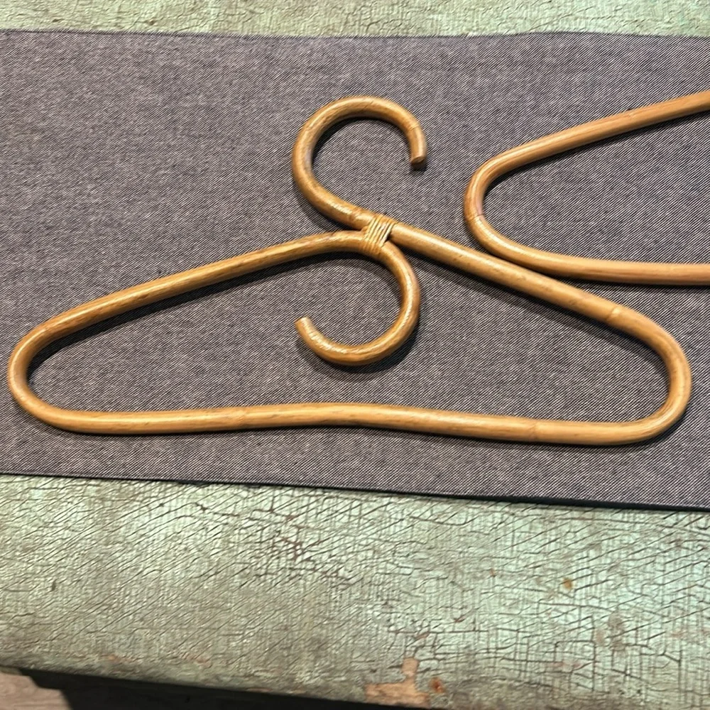 VTG MCM Bamboo Coat Clothes Hangers Lot Of 2 Wood Rattan